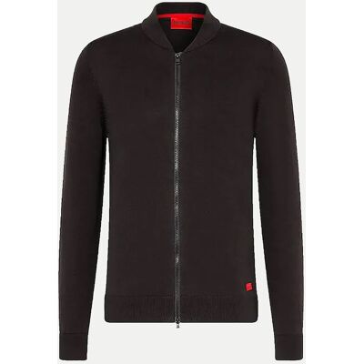 Hugo Boss ανδρική ζακέτα βαμαβκερή μονόχρωμη με contrast logo patch "San Jaque-C" - 50474809 Μαύρο S Hugo Boss ανδρική ζακέτα βαμαβκερή μονόχρωμη με contrast logo patch "San Jaque-C" - 50474809 Μαύρο S