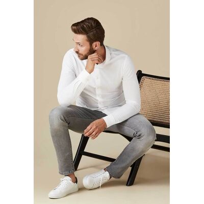 Profuomo ανδρικό πουκάμισο μονόχρωμο Slim Fit "Japanese Knitted" - PP2HC10006 Λευκό 44 Profuomo ανδρικό πουκάμισο μονόχρωμο Slim Fit "Japanese Knitted" - PP2HC10006 Λευκό 44