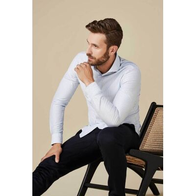Profuomo ανδρικό πουκάμισο με ριγέ σχέδιο Slim Fit "Japanese Knitted" - PP2HC10008 Μπλε Ανοιχτό 43 Profuomo ανδρικό πουκάμισο με ριγέ σχέδιο Slim Fit "Japanese Knitted" - PP2HC10008 Μπλε Ανοιχτό 43