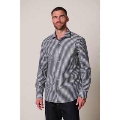 Profuomo ανδρικό πουκάμισο soft casual με ριγέ σχέδιο Relaxed Fit - PPXH30034C Σκούρο Μπλε XXL Profuomo ανδρικό πουκάμισο soft casual με ριγέ σχέδιο Relaxed Fit - PPXH30034C Σκούρο Μπλε XXL