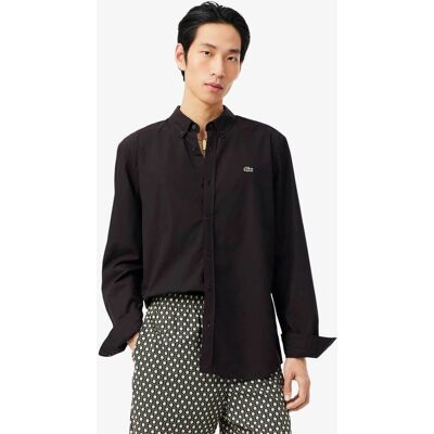 Lacoste ανδρικό πουκάμισο poplin button down με κεντημένο λογότυπο Regular Fit - CH2316 Καφέ Σκούρο 44 Lacoste ανδρικό πουκάμισο poplin button down με κεντημένο λογότυπο Regular Fit - CH2316 Καφέ Σκούρο 44
