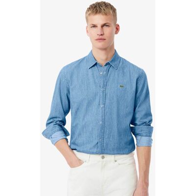 Lacoste ανδρικό denim πουκάμισο με κεντημένο λογότυπο Regular Fit - CH9084-00 Denim Blue 44 Lacoste ανδρικό denim πουκάμισο με κεντημένο λογότυπο Regular Fit - CH9084-00 Denim Blue 44
