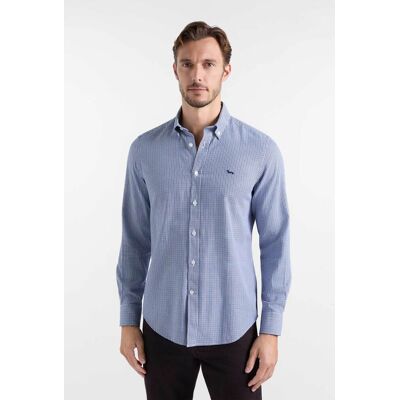 Harmont & Blaine ανδρικό πουκάμισο button down pied-de-poule με κεντημένο λογότυπο Regular Fit - CRR001013486M Μπλε XL Harmont & Blaine ανδρικό πουκάμισο button down pied-de-poule με κεντημένο λογότυπο Regular Fit - CRR001013486M Μπλε XL
