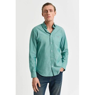 Gant ανδρικό πουκάμισο poplin button down με τσέπη και κεντημένο λογότυπο Regular Fit - 3000100 Πράσινο XL Gant ανδρικό πουκάμισο poplin button down με τσέπη και κεντημένο λογότυπο Regular Fit - 3000100 Πράσινο XL