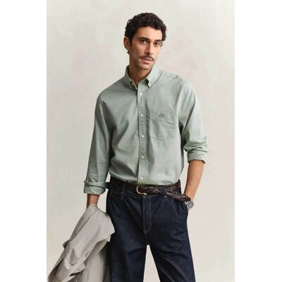 Gant ανδρικό πουκάμισο poplin button down με τσέπη και κεντημένο λογότυπο Regular Fit - 3000100 Πράσινο Pastel 3XL Gant ανδρικό πουκάμισο poplin button down με τσέπη και κεντημένο λογότυπο Regular Fit - 3000100 Πράσινο Pastel 3XL