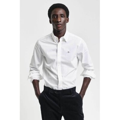 Gant ανδρικό πουκάμισο button down classic poplin με κεντημένο λογότυπο Slim Fit - 3000102 Λευκό M Gant ανδρικό πουκάμισο button down classic poplin με κεντημένο λογότυπο Slim Fit - 3000102 Λευκό M