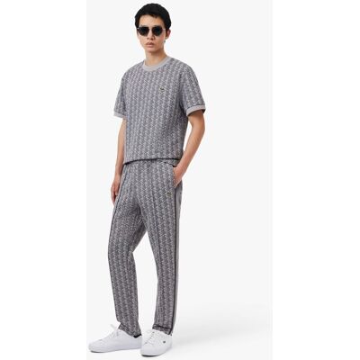 Lacoste ανδρικό παντελόνι φόρμας jacquard με all-over monogram print Straight Fit - XH1440 Γκρι L Lacoste ανδρικό παντελόνι φόρμας jacquard με all-over monogram print Straight Fit - XH1440 Γκρι L