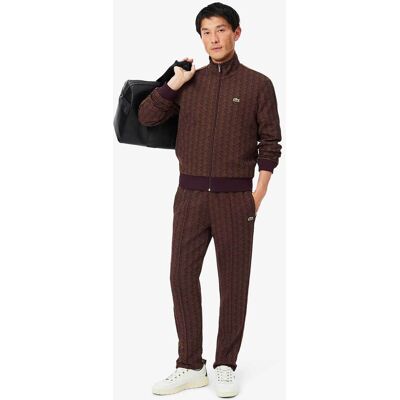 Lacoste ανδρικό παντελόνι φόρμας jacquard με all-over monogram print Straight Fit - XH1440 Καφέ Σκούρο S Lacoste ανδρικό παντελόνι φόρμας jacquard με all-over monogram print Straight Fit - XH1440 Καφέ Σκούρο S