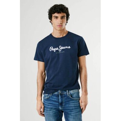 Pepe Jeans ανδρικό T-shirt μονόχρωμο με στρογγυλή λαιμόκοψη και logo print "Eggo" - PM508208 Μπλε Σκούρο S Pepe Jeans ανδρικό T-shirt μονόχρωμο με στρογγυλή λαιμόκοψη και logo print "Eggo" - PM508208 Μπλε Σκούρο S