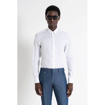 Antony Morato ανδρικό πουκάμισο μονόχρωμο Slim Fit "Νapoli" - SL00628FA400078 Λευκό 50 Antony Morato ανδρικό πουκάμισο μονόχρωμο Slim Fit "Νapoli" - SL00628FA400078 Λευκό 50