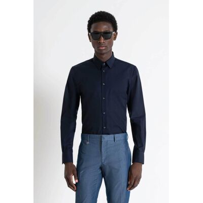 Antony Morato ανδρικό πουκάμισο μονόχρωμο Slim Fit "Νapoli" - SL00628FA400078 Μπλε Σκούρο 50 Antony Morato ανδρικό πουκάμισο μονόχρωμο Slim Fit "Νapoli" - SL00628FA400078 Μπλε Σκούρο 50