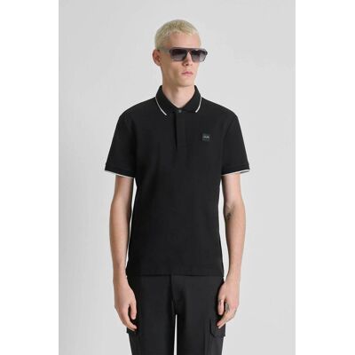 Antony Morato ανδρική μπλούζα πόλο πικέ με contrast trims και logo patch Regular Fit - KS02640FA100270 Μαύρο XXL Antony Morato ανδρική μπλούζα πόλο πικέ με contrast trims και logo patch Regular Fit - KS02640FA100270 Μαύρο XXL