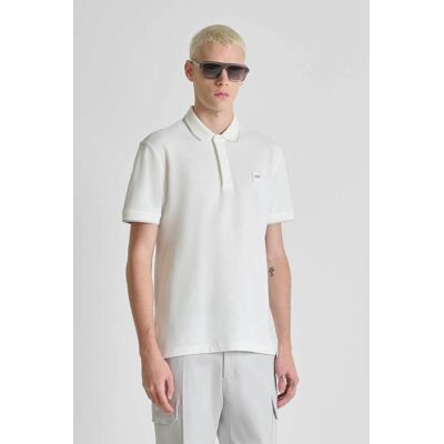 Antony Morato ανδρική μπλούζα πόλο πικέ με contrast trims και logo patch Regular Fit - KS02640FA100270 Υπόλευκο M Antony Morato ανδρική μπλούζα πόλο πικέ με contrast trims και logo patch Regular Fit - KS02640FA100270 Υπόλευκο M