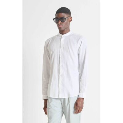 Antony Morato ανδρικό πουκάμισο μάο μονόχρωμο Regular Fit "Toledo" - SL00801FA401074 Λευκό 52 Antony Morato ανδρικό πουκάμισο μάο μονόχρωμο Regular Fit "Toledo" - SL00801FA401074 Λευκό 52