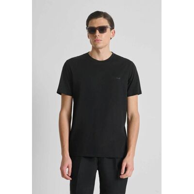 Antony Morato ανδρικό T-shirt μονόχρωμο με λογότυπο Regular Fit - KS02662FA100231 Μαύρο M Antony Morato ανδρικό T-shirt μονόχρωμο με λογότυπο Regular Fit - KS02662FA100231 Μαύρο M