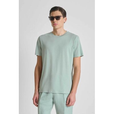 Antony Morato ανδρικό T-shirt μονόχρωμο με λογότυπο Regular Fit - KS02662FA100231 Πράσινο Μέντας S Antony Morato ανδρικό T-shirt μονόχρωμο με λογότυπο Regular Fit - KS02662FA100231 Πράσινο Μέντας S