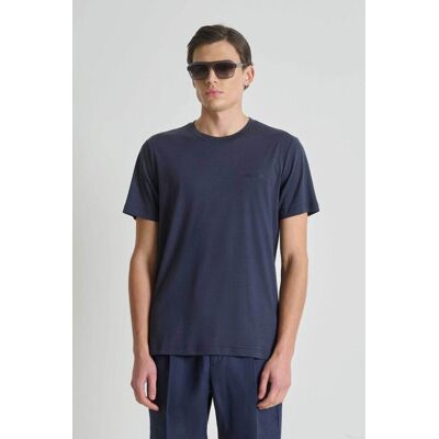 Antony Morato ανδρικό T-shirt μονόχρωμο με λογότυπο Regular Fit - KS02662FA100231 Μπλε Σκούρο L Antony Morato ανδρικό T-shirt μονόχρωμο με λογότυπο Regular Fit - KS02662FA100231 Μπλε Σκούρο L