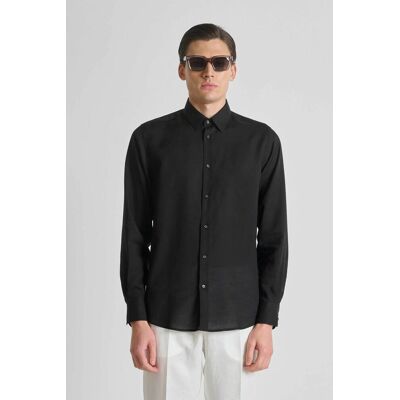 Antony Morato ανδρικό πουκάμισο μονόχρωμο Regular Fit "Νapoli" - SL00799FA400094 Μαύρο 50 Antony Morato ανδρικό πουκάμισο μονόχρωμο Regular Fit "Νapoli" - SL00799FA400094 Μαύρο 50