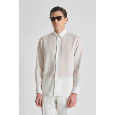 Antony Morato ανδρικό πουκάμισο μονόχρωμο Regular Fit "Νapoli" - SL00799FA400094 Υπόλευκο 48 Antony Morato ανδρικό πουκάμισο μονόχρωμο Regular Fit "Νapoli" - SL00799FA400094 Υπόλευκο 48