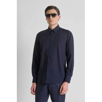 Antony Morato ανδρικό πουκάμισο μονόχρωμο Regular Fit "Νapoli" - SL00799FA400094 Μπλε Σκούρο 48 Antony Morato ανδρικό πουκάμισο μονόχρωμο Regular Fit "Νapoli" - SL00799FA400094 Μπλε Σκούρο 48