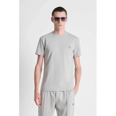 Antony Morato ανδρικό T-shirt με monogram patch Super Slim Fit - KS02731FA120033 Γκρι Ανοιχτό XXL Antony Morato ανδρικό T-shirt με monogram patch Super Slim Fit - KS02731FA120033 Γκρι Ανοιχτό XXL