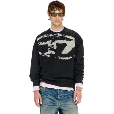 Diesel ανδρική μπλούζα φούτερ με oval D flock print Relaxed Fit - W26A130510DMBU Μαύρο S Diesel ανδρική μπλούζα φούτερ με oval D flock print Relaxed Fit - W26A130510DMBU Μαύρο S