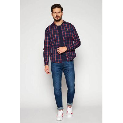 Wrangler® ανδρικό τζιν παντελόνι πεντάτσεπο με logo patch "Greensboro For Real" Regular Fit - 112126867 Denim Blue 36W 34L Wrangler® ανδρικό τζιν παντελόνι πεντάτσεπο με logo patch "Greensboro For Real" Regular Fit - 112126867 Denim Blue 36W 34L