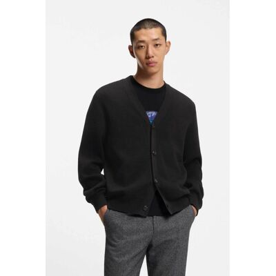 Hugo Boss ανδρική πλεκτή ζακέτα με V Relaxed Fit "San Jared" - 50551509 Μαύρο S Hugo Boss ανδρική πλεκτή ζακέτα με V Relaxed Fit "San Jared" - 50551509 Μαύρο S