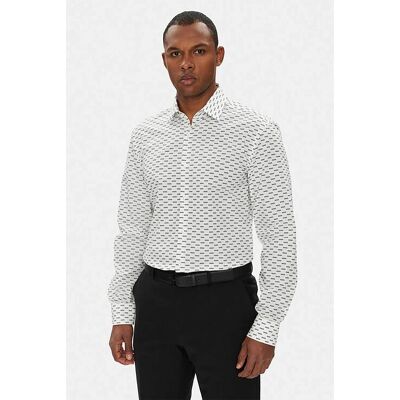 Hugo Boss ανδρικό πουκάμισο με all-over λογότυπο Slim Fit - 50544929 Λευκό 44 Hugo Boss ανδρικό πουκάμισο με all-over λογότυπο Slim Fit - 50544929 Λευκό 44