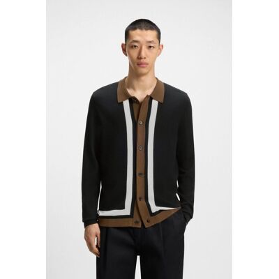 Hugo Boss ανδρική ζακέτα με ριγέ λεπτομέρειες Relaxed Fit - 50543770 Μαύρο XXL Hugo Boss ανδρική ζακέτα με ριγέ λεπτομέρειες Relaxed Fit - 50543770 Μαύρο XXL