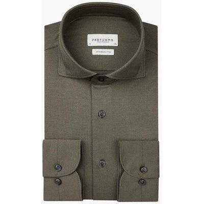 Profuomo ανδρικό πουκάμισο Twill Japanese knitted Slim Fit - PPVH30046E Χακί 44 Profuomo ανδρικό πουκάμισο Twill Japanese knitted Slim Fit - PPVH30046E Χακί 44