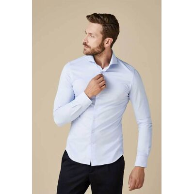 Profuomo ανδρικό πουκάμισο μονόχρωμο "Japanese Knitted" Slim Fit - PP2HC10009 Μπλε Ανοιχτό 45 Profuomo ανδρικό πουκάμισο μονόχρωμο "Japanese Knitted" Slim Fit - PP2HC10009 Μπλε Ανοιχτό 45