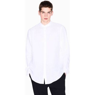 Giorgio Armani Exchange ανδρικό λινό πουκάμισο με μάο γιακά - XM001222AF14619 Λευκό XXL Giorgio Armani Exchange ανδρικό λινό πουκάμισο με μάο γιακά - XM001222AF14619 Λευκό XXL
