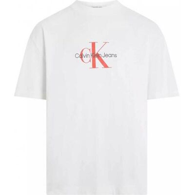 Calvin CK Jeans ανδρικό βαμβακερό T-shirt με logo print μπροστά - J30J325427 Λευκό S Calvin CK Jeans ανδρικό βαμβακερό T-shirt με logo print μπροστά - J30J325427 Λευκό S