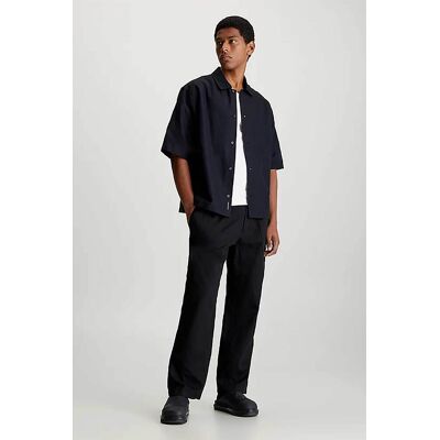 Calvin CK Jeans ανδρικό λινό παντελόνι σε ίσια γραμμή - J30J325126 Μαύρο M Calvin CK Jeans ανδρικό λινό παντελόνι σε ίσια γραμμή - J30J325126 Μαύρο M