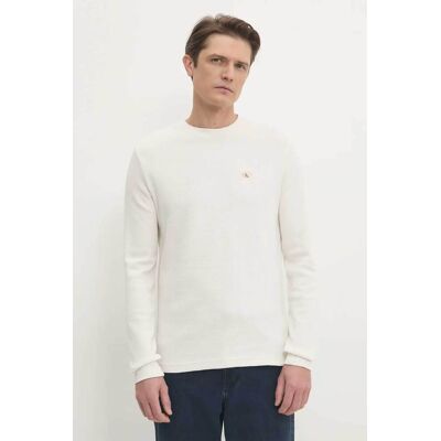 Calvin Klein Jeans ανδρική μακρυμάνικη μπλούζα με waffle pattern και λογότυπο - J30J327117 Εκρού XXL Calvin Klein Jeans ανδρική μακρυμάνικη μπλούζα με waffle pattern και λογότυπο - J30J327117 Εκρού XXL