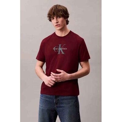 Calvin Klein Jeans ανδρικό T-shirt μονόχρωμο με λογότυπο - LV04RB862G Μπορντό L Calvin Klein Jeans ανδρικό T-shirt μονόχρωμο με λογότυπο - LV04RB862G Μπορντό L