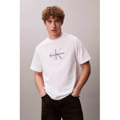 Calvin Klein Jeans ανδρικό T-shirt μονόχρωμο με λογότυπο - LV04RB862G Λευκό M Calvin Klein Jeans ανδρικό T-shirt μονόχρωμο με λογότυπο - LV04RB862G Λευκό M