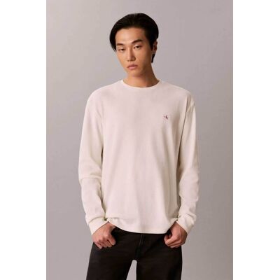 Calvin Klein Jeans ανδρική μακρυμάνικη μπλούζα με waffle pattern και monogram Regular Fit - LV040EM217 Εκρού M Calvin Klein Jeans ανδρική μακρυμάνικη μπλούζα με waffle pattern και monogram Regular Fit - LV040EM217 Εκρού M