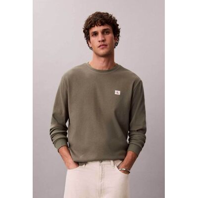 Calvin Klein Jeans ανδρική μακρυμάνικη μπλούζα με waffle pattern και monogram Regular Fit - LV040EM217 Λαδί M Calvin Klein Jeans ανδρική μακρυμάνικη μπλούζα με waffle pattern και monogram Regular Fit - LV040EM217 Λαδί M
