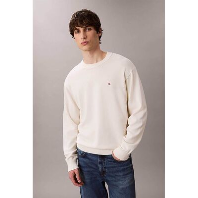 Calvin Klein Jeans ανδρικό βαμβακερό πουλόβερ με λογότυπο Regular Fit - LV04RC309G Εκρού M Calvin Klein Jeans ανδρικό βαμβακερό πουλόβερ με λογότυπο Regular Fit - LV04RC309G Εκρού M