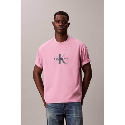 Calvin Klein Jeans ανδρικό T-shirt μονόχρωμο με λογότυπο Relaxed Fit - LV04RE815G Ροζ M Calvin Klein Jeans ανδρικό T-shirt μονόχρωμο με λογότυπο Relaxed Fit - LV04RE815G Ροζ M