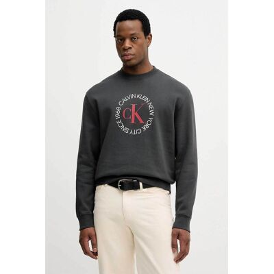 Calvin Klein Jeans ανδρική μπλούζα φούτερ μονόχρωμη με λογότυπο Regular Fit - LV14RE250G Γκρι L Calvin Klein Jeans ανδρική μπλούζα φούτερ μονόχρωμη με λογότυπο Regular Fit - LV14RE250G Γκρι L