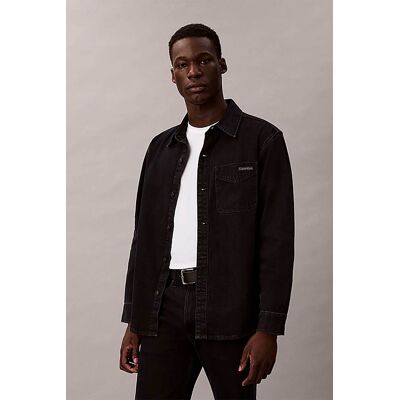 Calvin Klein Jeans ανδρικό denim overshirt με τσέπη και logo patch Regular Fit "90's" - LV04RE714G Μαύρο M Calvin Klein Jeans ανδρικό denim overshirt με τσέπη και logo patch Regular Fit "90's" - LV04RE714G Μαύρο M