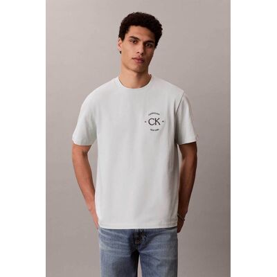 Calvin Klein Jeans ανδρικό T-shirt μονόχρωμο με λογότυπο Relaxed Fit - LV04RE825G Εκρού M Calvin Klein Jeans ανδρικό T-shirt μονόχρωμο με λογότυπο Relaxed Fit - LV04RE825G Εκρού M