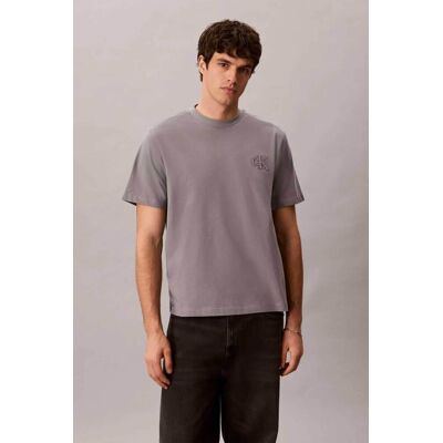 Calvin Klein Jeans ανδρικό T-shirt με ανάγλυφο monogram Regular Fit - LV04RG220G Γκρι L Calvin Klein Jeans ανδρικό T-shirt με ανάγλυφο monogram Regular Fit - LV04RG220G Γκρι L
