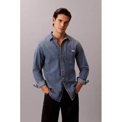 Calvin Klein Jeans ανδρικό denim πουκάμισο με λογότυπο Regular Fit - LV04RE708G Denim Blue XXL Calvin Klein Jeans ανδρικό denim πουκάμισο με λογότυπο Regular Fit - LV04RE708G Denim Blue XXL