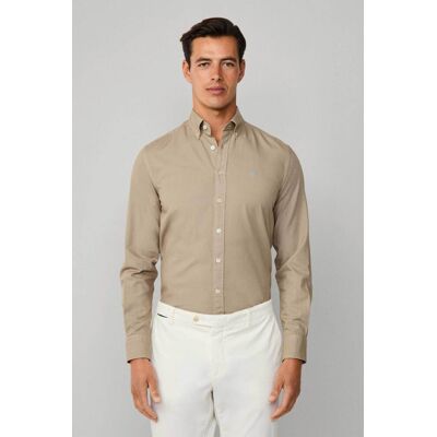 Hackett ανδρικό πουκάμισο μονόχρωμο με λογότυπο Tailored Fit - HM3010508 Μπεζ M Hackett ανδρικό πουκάμισο μονόχρωμο με λογότυπο Tailored Fit - HM3010508 Μπεζ M