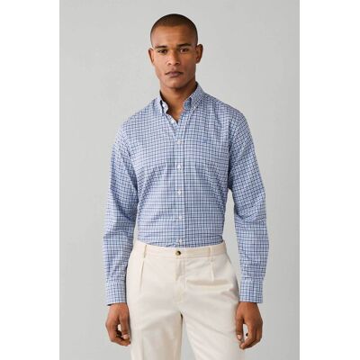 Hackett ανδρικό πουκάμισο button down με καρό σχέδιο και κεντημένο λογότυπο Classic Fit - HM3010752 Μπλε XXL Hackett ανδρικό πουκάμισο button down με καρό σχέδιο και κεντημένο λογότυπο Classic Fit - HM3010752 Μπλε XXL