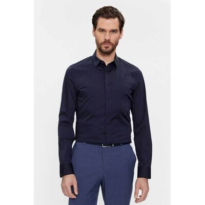 Calvin Klein ανδρικό πουκάμισο μονόχρωμο με κεντημένο λογότυπο Slim Fit - K10K110856 Μπλε Σκούρο S Calvin Klein ανδρικό πουκάμισο μονόχρωμο με κεντημένο λογότυπο Slim Fit - K10K110856 Μπλε Σκούρο S
